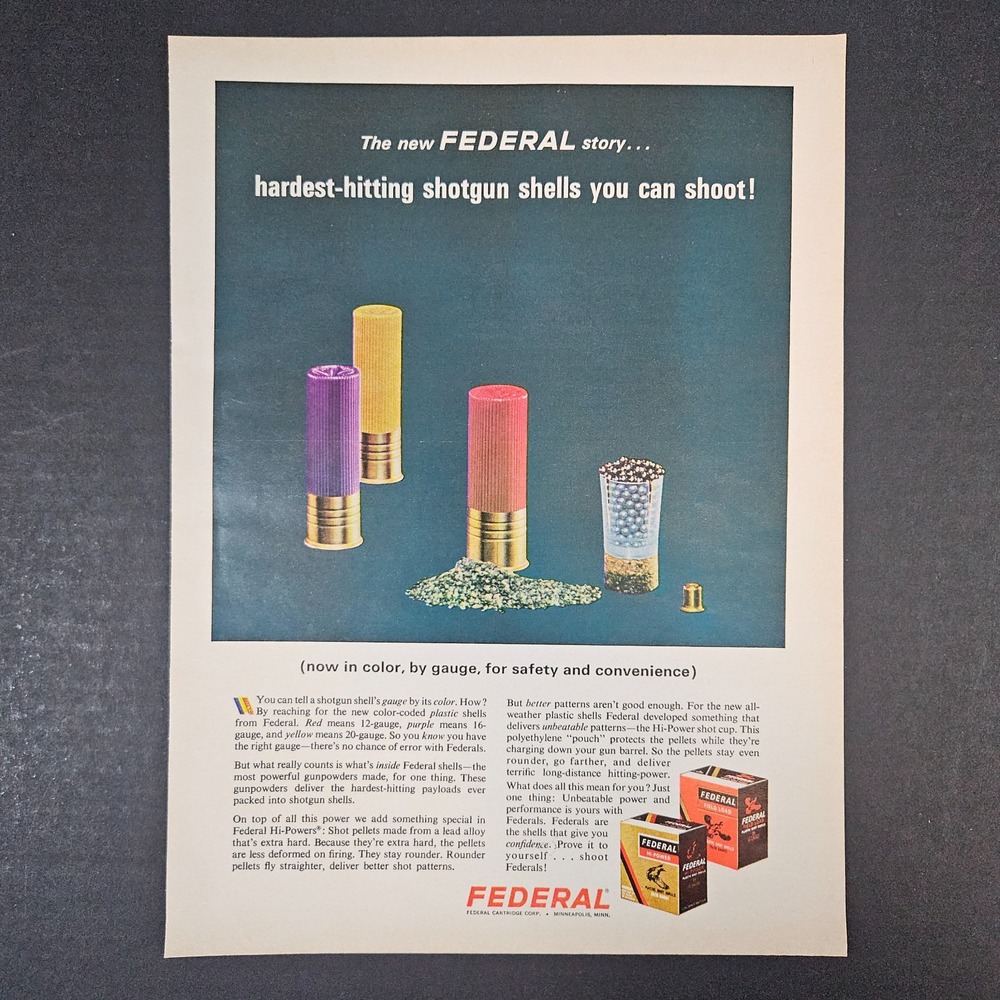1966 Federal Cartridge Corp Shotgun Shells Vintage Print Ad Minneapolis MN Ammo